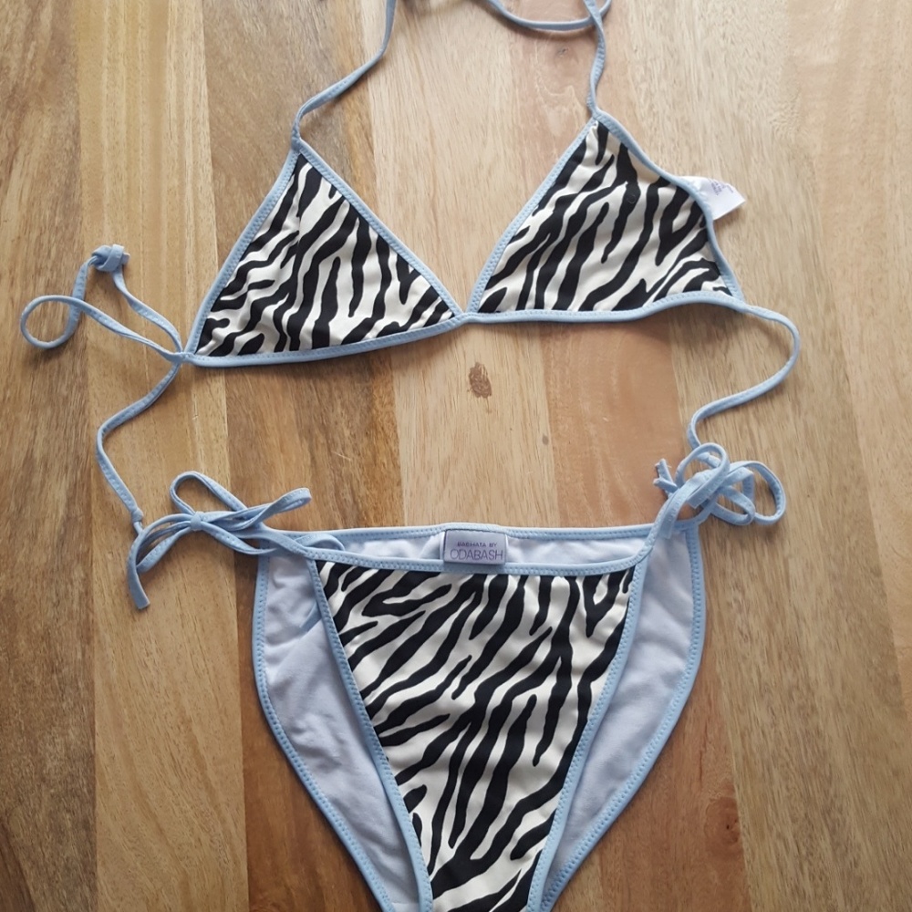 Blue and black zebra swimwear
